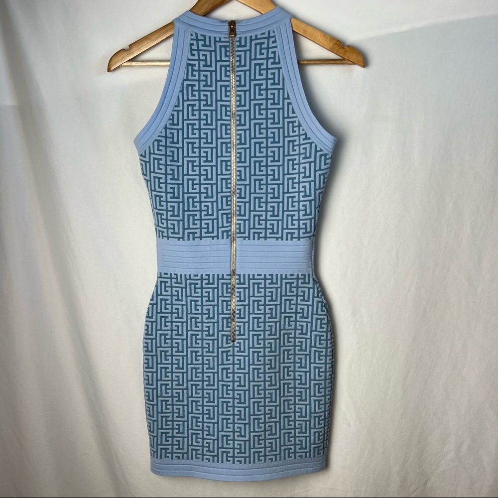 💋NWT balmain monogram knit mini dress in blue - Picture 9 of 10